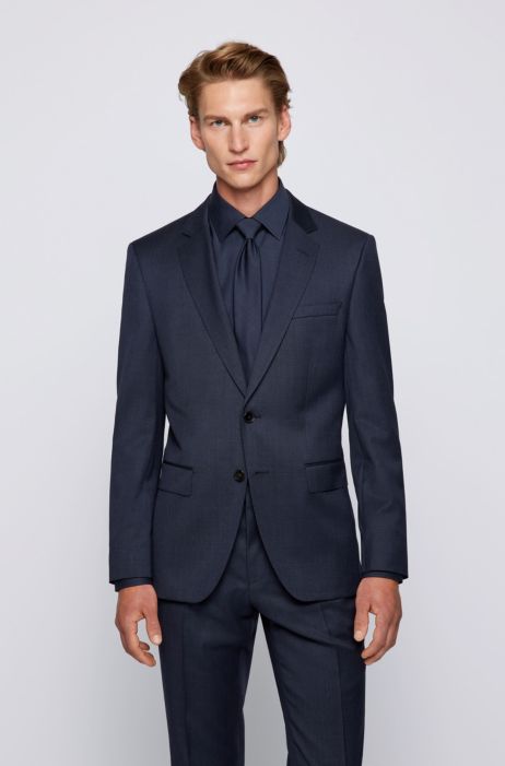 BOSS Micro-patterned suit in traceable virgin wool