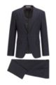 Performance slim-fit suit in stretch wool, Dark Blue
