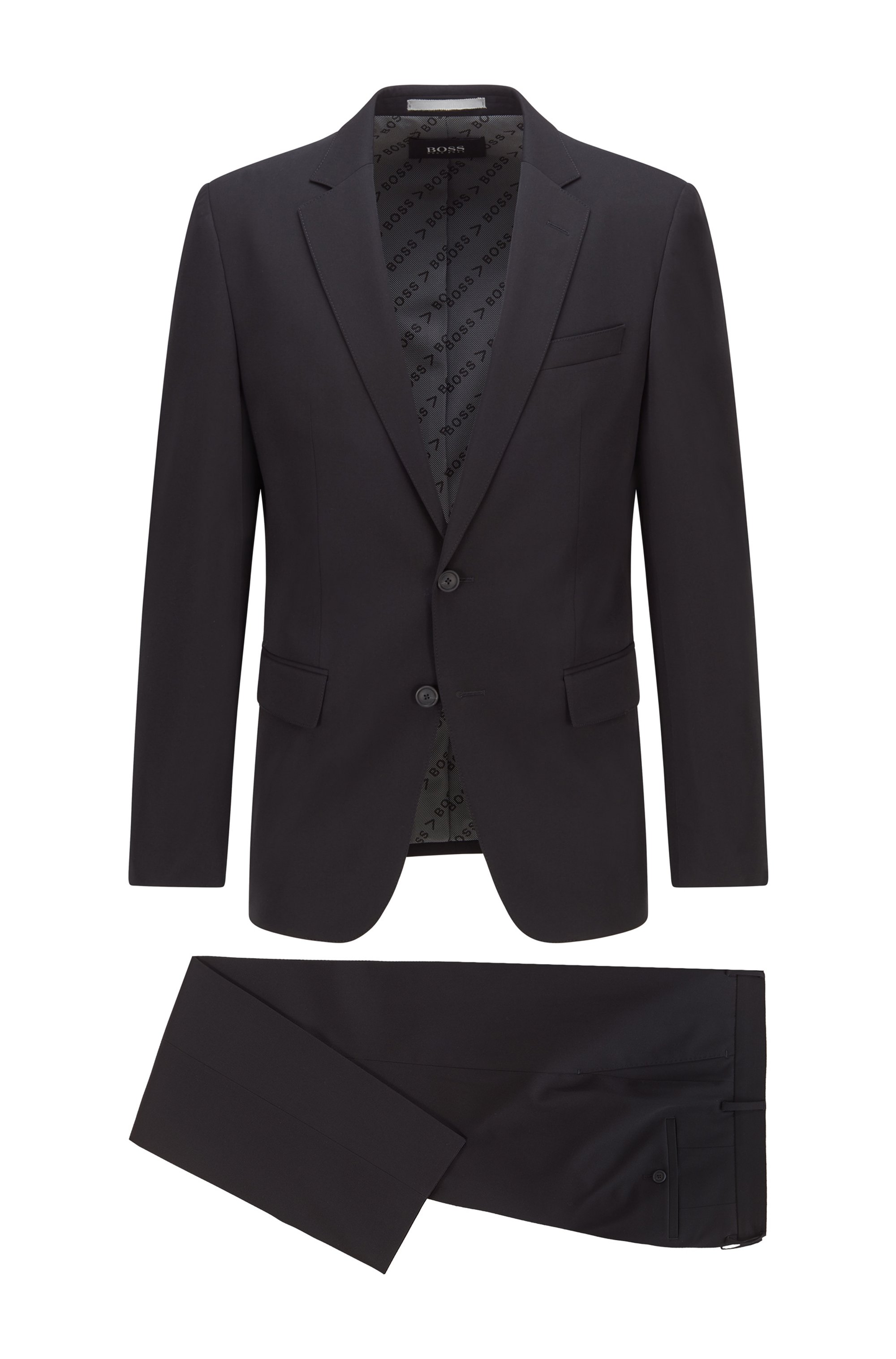 Slim-fit suit in performance-stretch cloth, Black