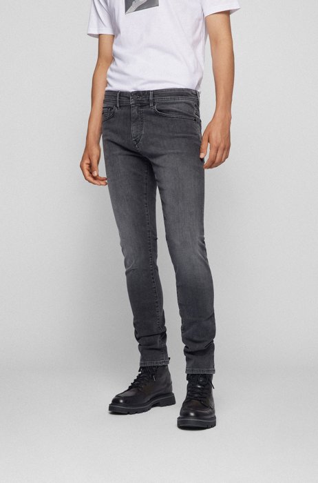 Skinny-fit jeans in black super-stretch denim, Silver