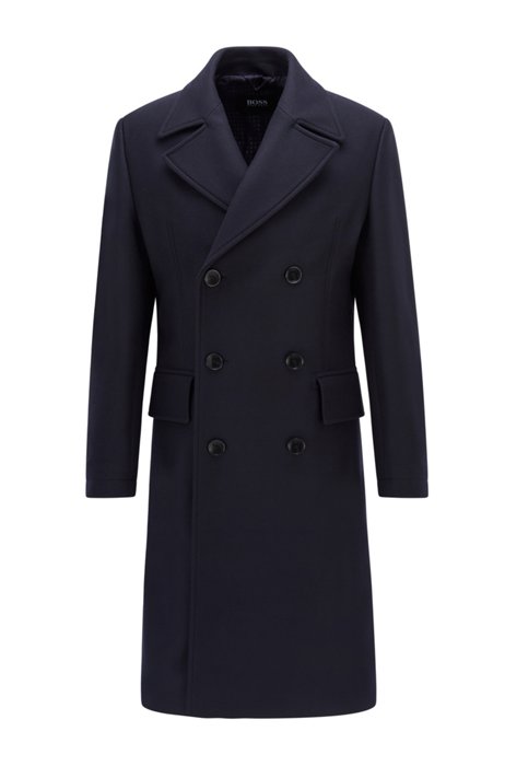 Double-breasted coat in a wool blend, Dark Blue