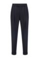 Relaxed-fit pleated trousers in virgin-wool blend, Dark Blue