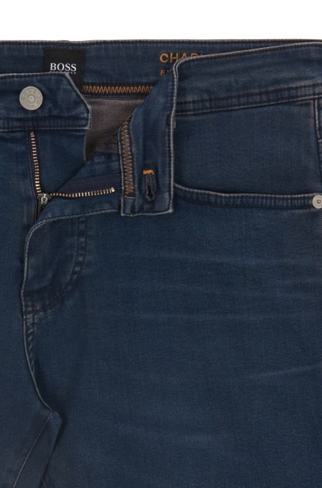 bule Information Kompleks BOSS - Skinny-fit jeans in dark-blue super-stretch denim