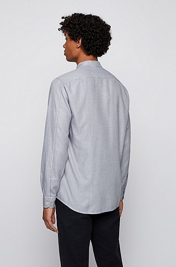 常规版型提花面料棉质法兰绒衬衫,  029_Dark Grey