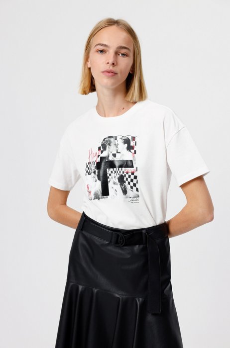 Graphic-print relaxed-fit T-shirt in organic cotton, White