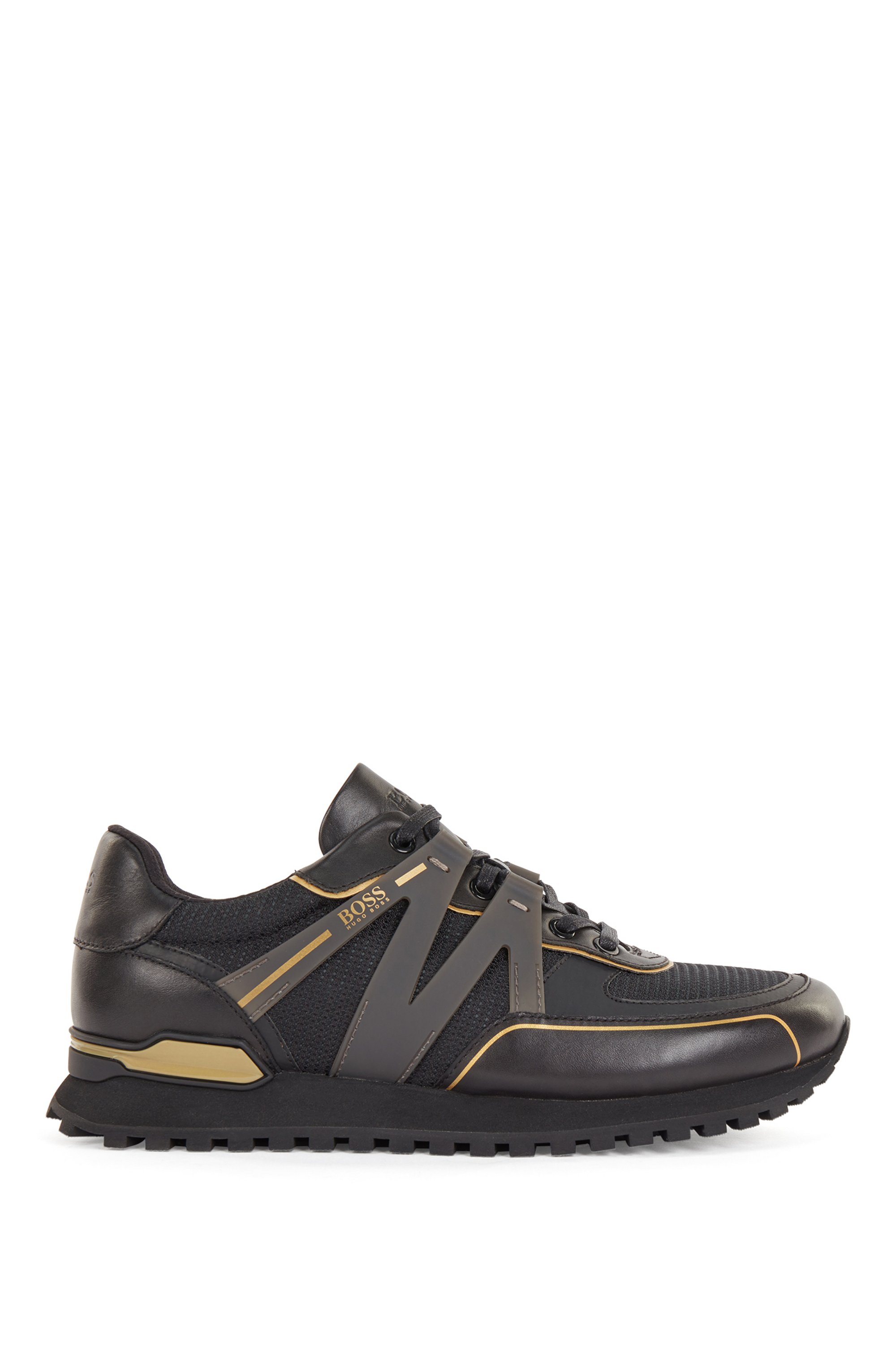 Hybrid trainers with branded rubberized trim, Black