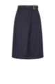 A-line wrap skirt in stretch virgin wool, Dark Blue
