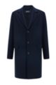 Cappotto relaxed fit in misto lana double-face, Blu scuro