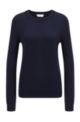 Crew-neck sweater in virgin wool, Dark Blue