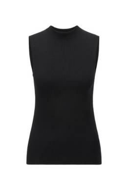 Hugo Boss Sleeveless Slim-fit Top With Mock Neckline