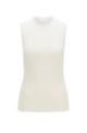 Sleeveless slim-fit top with mock neckline, White