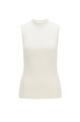 Sleeveless slim-fit top with mock neckline, White