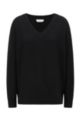 Relaxed-fit V-neck sweater in pure cashmere, Black
