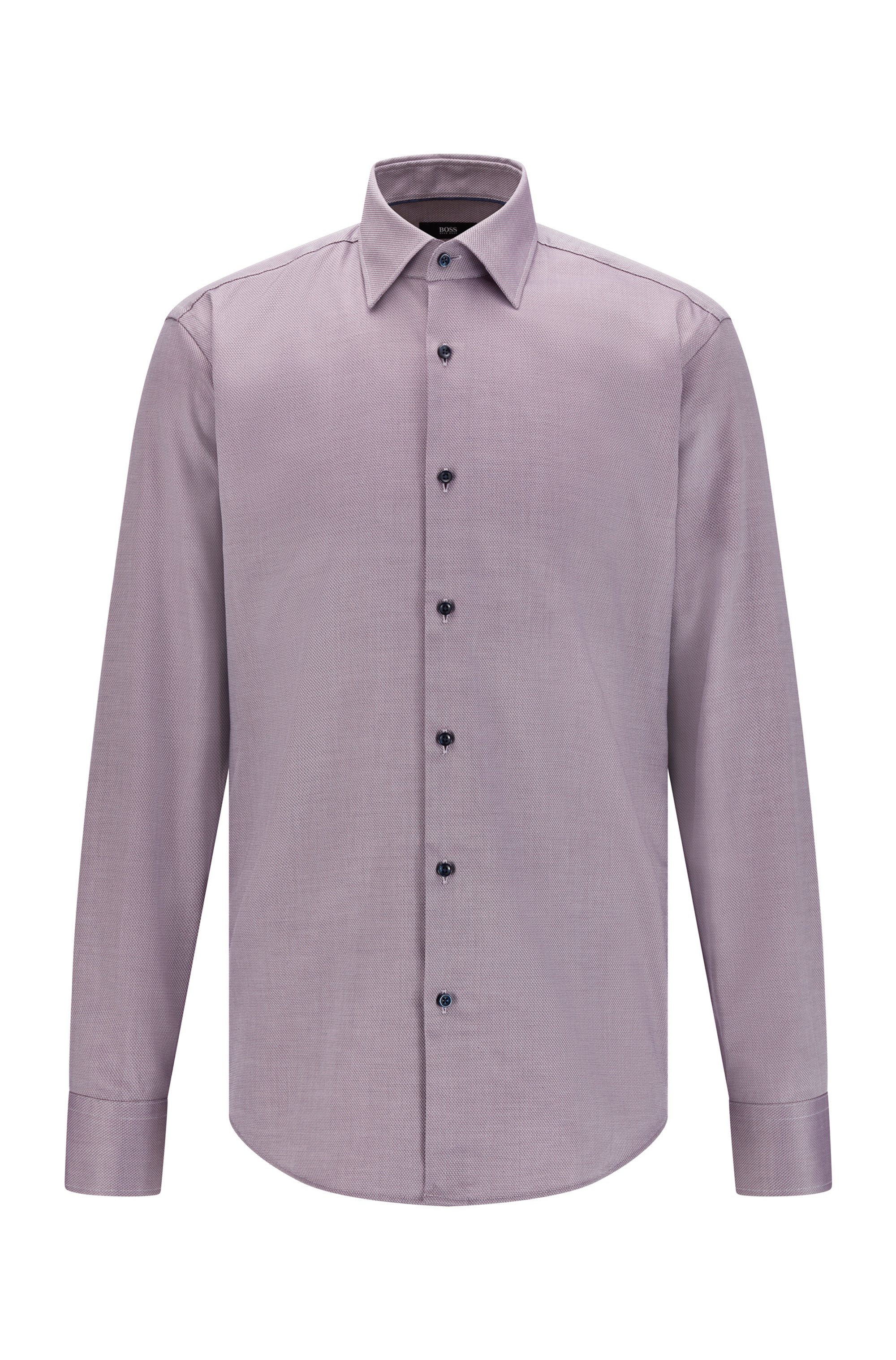 Regular-fit shirt in easy-iron structured cotton, Purple