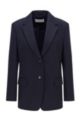 Regular-fit jacket in stretch-wool twill, Dark Blue