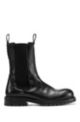 High-cut Chelsea boots in polished leather, Black