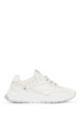 Running-inspired trainers in mixed materials, White