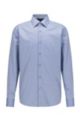 Regular-fit shirt in dot-print crease-resistant cotton, Blue