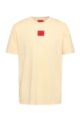 Garment-dyed T-shirt in cotton with red logo label, Orange