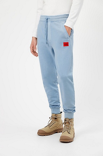 红色徽标标签棉质毛圈布运动裤,  455_Light/Pastel Blue