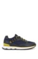 Hybrid trainers with hiking-style lacing system, Dark Blue