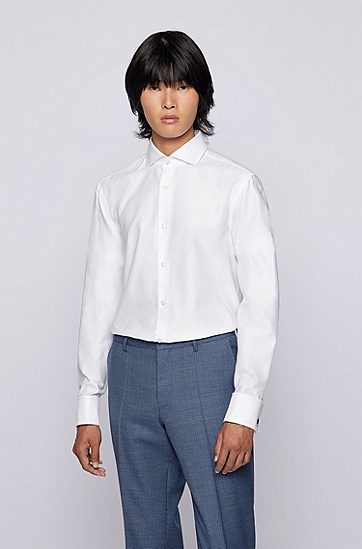 意大利斜纹棉常规版型衬衫,  100_White