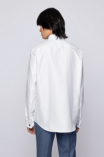 意大利斜纹棉常规版型衬衫,  100_White