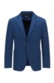 Partially lined slim-fit jacket in stretch cotton, Blue