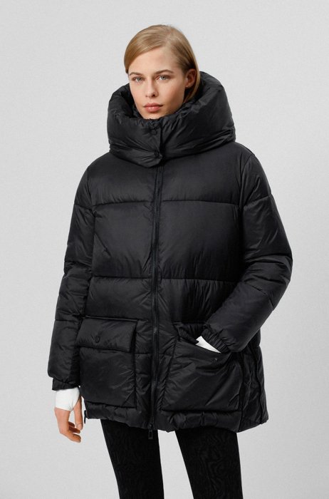 Relaxed-fit padded parka jacket in recycled fabric, Black