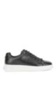 Nappa-leather trainers with branded lace loop, Black