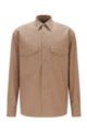 Relaxed-fit shirt in pure-cotton flannel, Beige