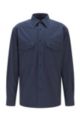 Relaxed-fit shirt in pure-cotton flannel, Dark Blue