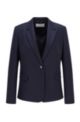 Regular-fit jacket in traceable virgin wool with stretch, Dark Blue