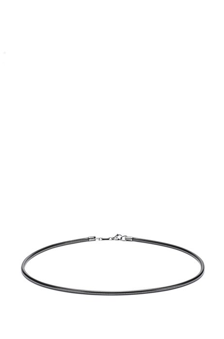 Snake-chain necklace with carabiner closure, Silver