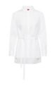 Oversized-fit belted blouse in stretch cotton, White