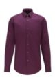 Slim-fit shirt in easy-iron cotton-blend poplin, Purple