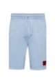 Relaxed-fit shorts in cotton with red logo label, Light Blue