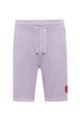 Relaxed-fit shorts in cotton with red logo label, Light Purple