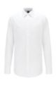 Camicia slim fit in cotone italiano con colletto a punta, Bianco