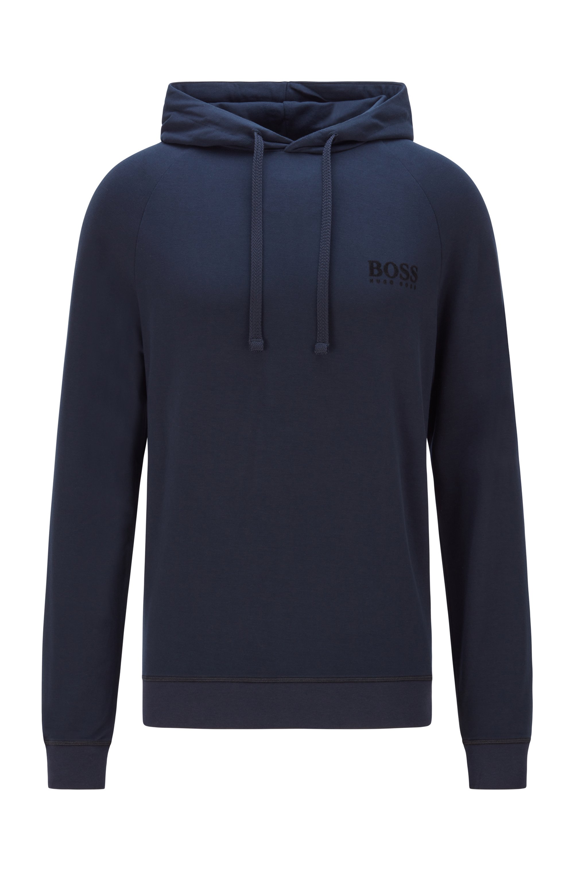 Logo hooded sweatshirt in regular fit with TENCEL™ Lyocell, Dark Blue