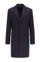 Slim-fit cashmere coat with under-collar trim, Dark Blue