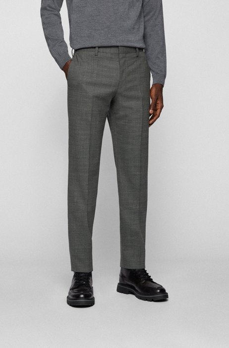 Slim-fit pants in a micro-patterned wool blend, Grey
