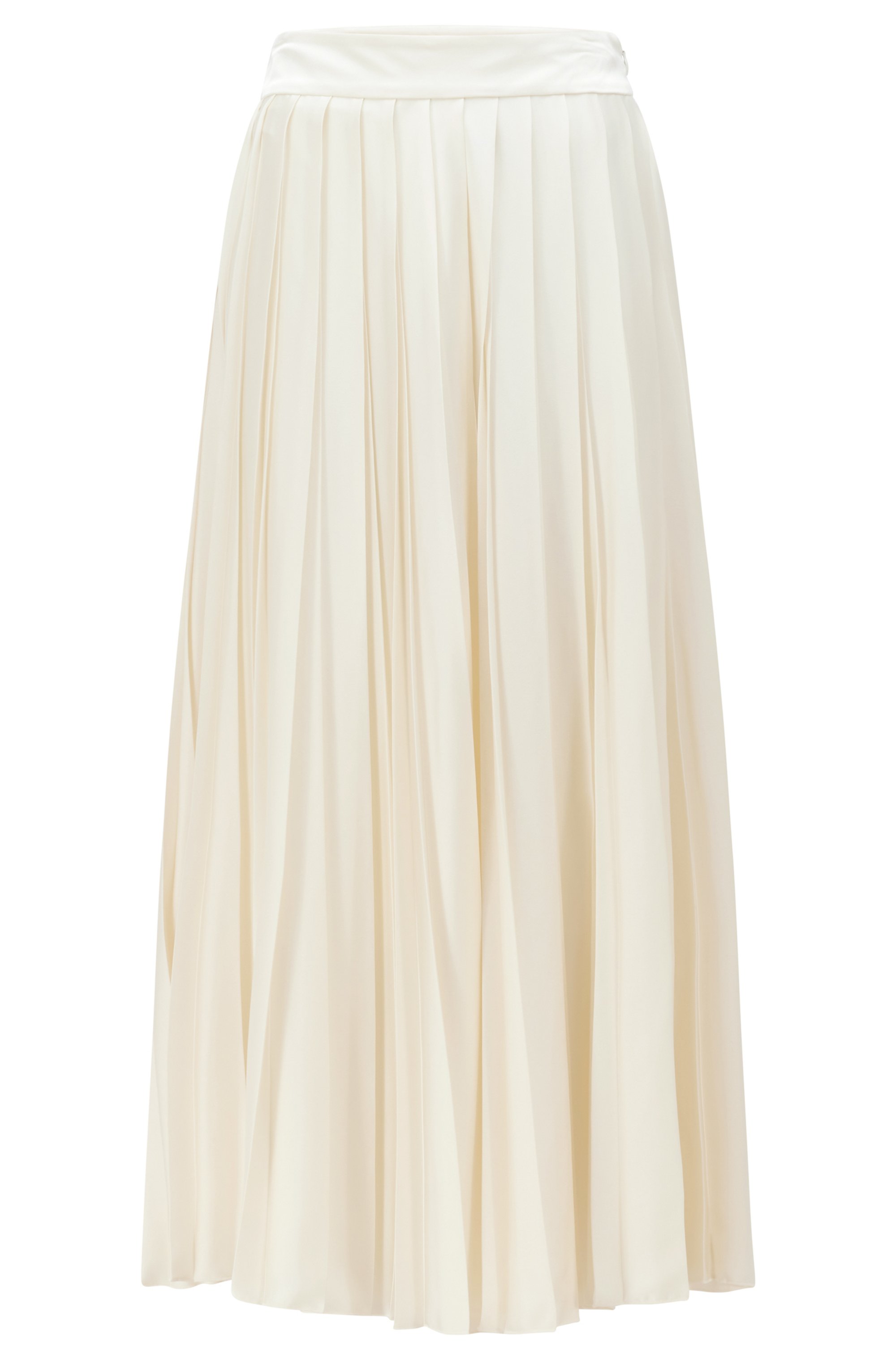 Double-pleated maxi skirt in recycled fabric, White