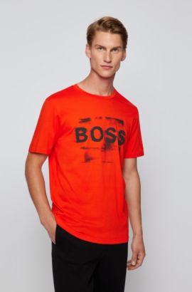 I navnet frakke lærred Men's T-Shirts | Orange | HUGO BOSS