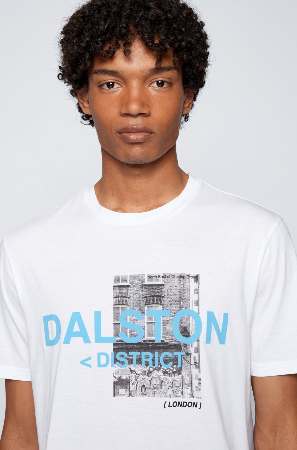 Pima-cotton T-shirt with city artwork and logo, White