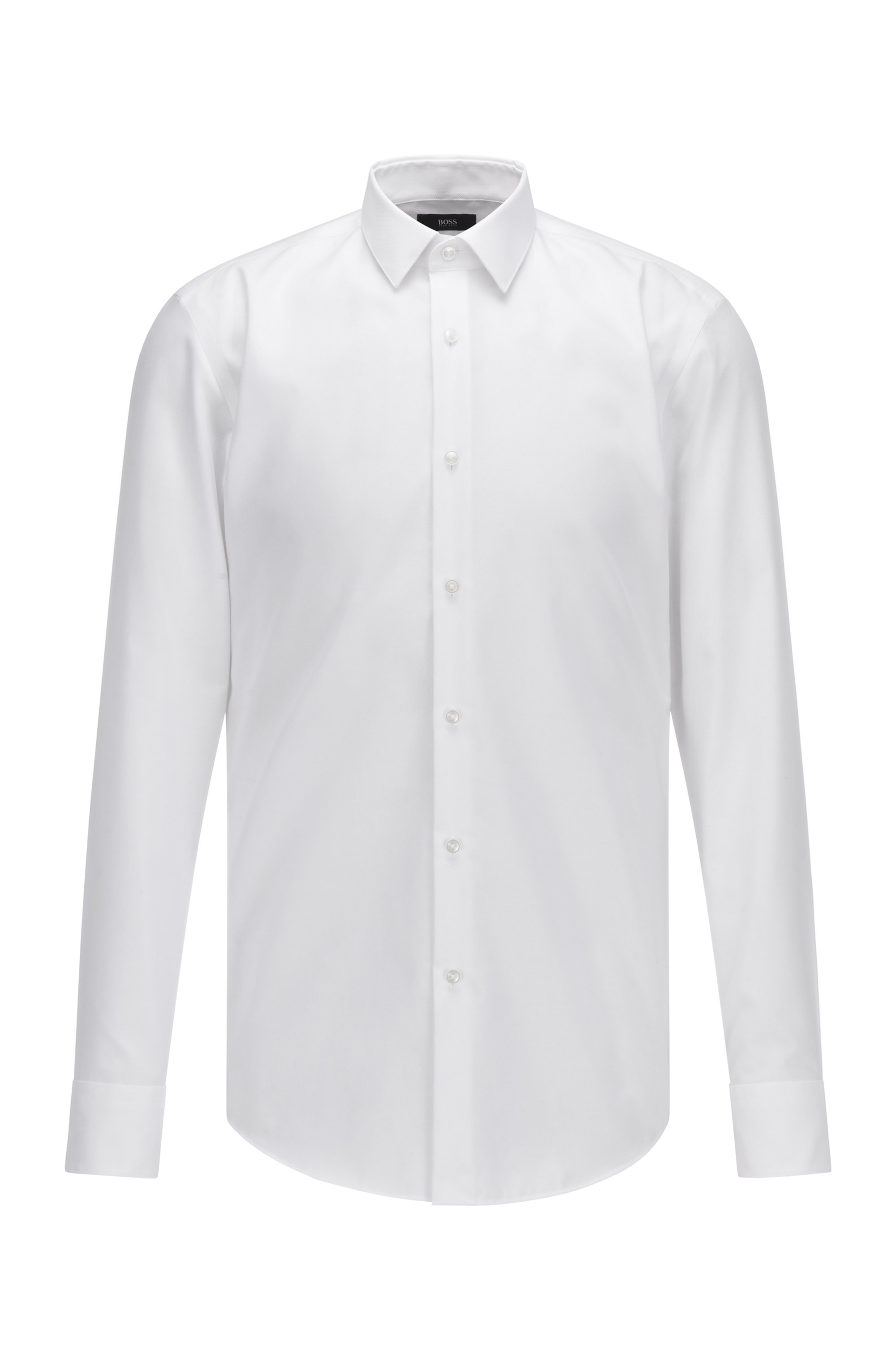 Camisa slim fit en algodón Oxford con acabado antibacteriano, Blanco
