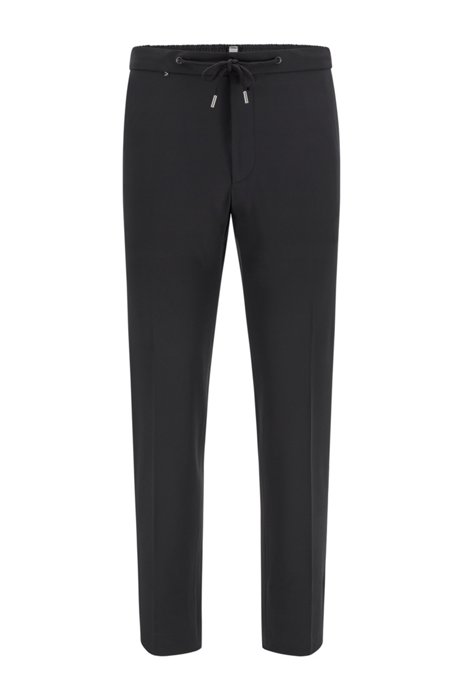 Slim-fit trousers in performance-stretch fabric, Black