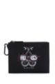 Zip-up pouch with collection artwork and logo, Black