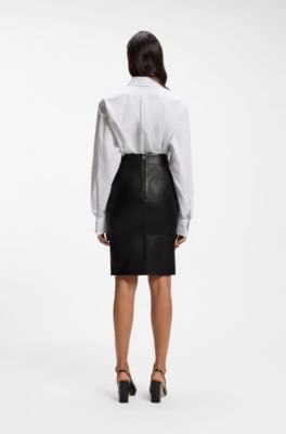 Slim-fit pencil skirt in smooth leather
