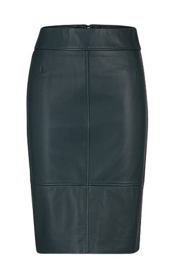 Hugo Boss Regular-fit Pencil Skirt In Soft Leather In Green